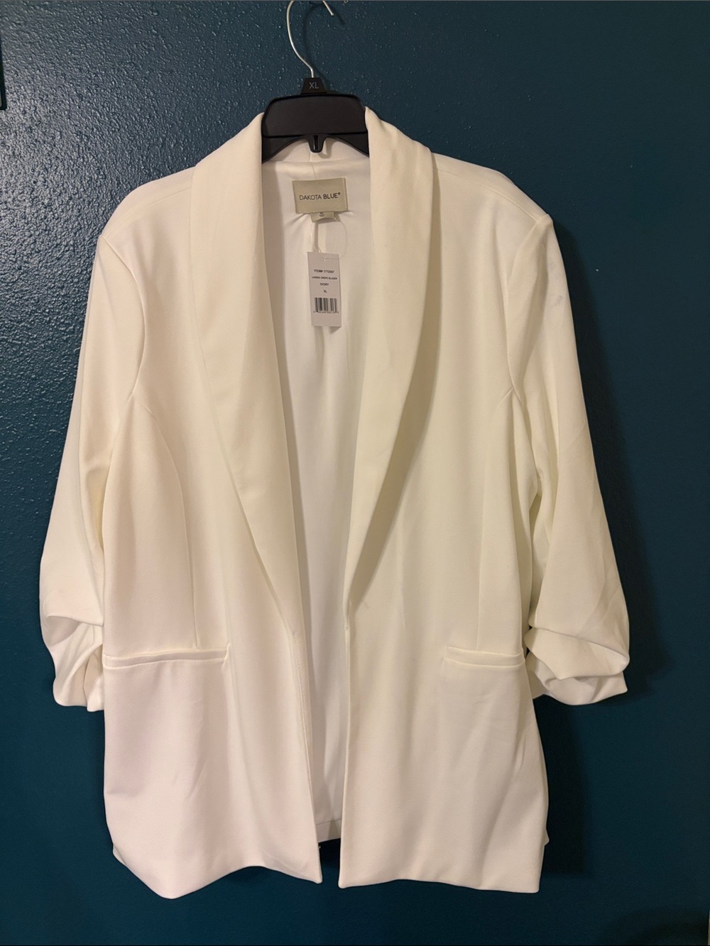 White Open-Front Shawl Collar Blazer